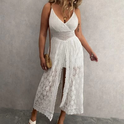 Women's Thin Straps Ruching Smocking Lace Jumpsuit - Cupshe 3 Women's Thin Straps Ruching Smocking Lace Jumpsuit - Cupshe