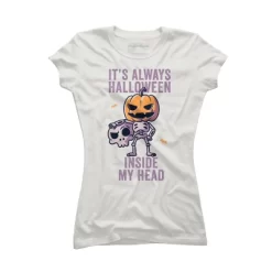 Junior's Design By Humans It's Always Halloween Inside My Head Funny Cute Spooky By EduEly T-Shirt -Style Haven Shop GUEST 5bc387b1 1e3f 46b5 952d ba60542357bb
