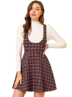 Allegra K Women's Pinafore Overall Tartan Checks Braces A-line Suspender Skirt -Style Haven Shop GUEST 5daa36c2 61d7 46fa b83c 5983ad9966a1