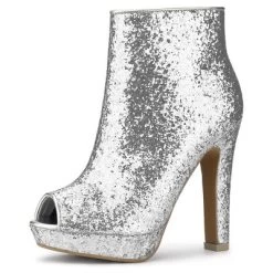 Allegra K Women's Glitter Platform Chunky Heeled Open Toe Ankle Boots -Style Haven Shop GUEST 5e075d58 39ac 4083 9114 46a102106f39