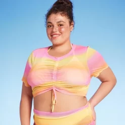 Women's Mesh Drawstring Ruched Cover Up Top - Wild Fable™ -Style Haven Shop GUEST 5ea869c2 9197 42d4 be2b b720280e194f