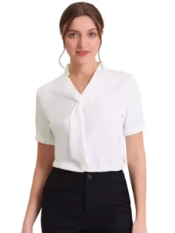 Allegra K Women's Short Sleeve Casual V Neck Chiffon Blouses 12 Allegra K Women's Short Sleeve Casual V Neck Chiffon Blouses -Style Haven Shop GUEST 5eb4cded e5cd 48e9 8676 f7f8b83226c8