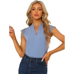 Allegra K Women's Work Office Split Neck Sleeveless Basic Blouse -Style Haven Shop GUEST 5fb4fff7 0a96 49f4 a75a 5094a81f7490