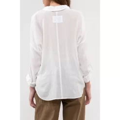 August Sky Women's Collared Split Neck Long Sleeve Top