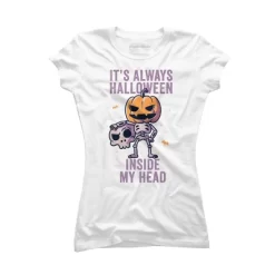 Junior's Design By Humans It's Always Halloween Inside My Head Funny Cute Spooky By EduEly T-Shirt -Style Haven Shop GUEST 609bef6a 5971 48e6 ba21 93b80061ddfc