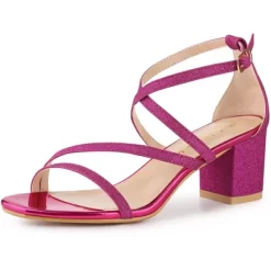 Allegra K Women's Glitter Crisscross Strap Chunky Sandals -Style Haven Shop GUEST 64fd4599 525d 4156 b9de 221eb39b78a7