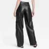 Women's High-Rise Straight Faux Leather Cargo Pants - A New Day™ Black