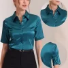 Allegra K Women's Casual Short Sleeve Satin Work Business Workwear Button Down Shirt 2 Allegra K Women's Casual Short Sleeve Satin Work Business Workwear Button Down Shirt -Style Haven Shop GUEST 67f36228 b503 41a5 9549 86aa2cc8dcb3