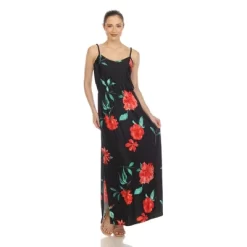 Women's Floral Strap Maxi Dress With Side Slit And Pockets - White Mark -Style Haven Shop GUEST 6a06f2d2 1bc1 4348 b5d8 9b06c8909d6e