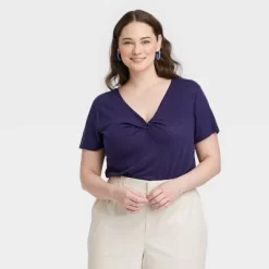 Women's Short Sleeve V-Neck Linen T-Shirt - A New Day™ -Style Haven Shop GUEST 6d14108b cf25 4614 ba2c f99a0c5a875a
