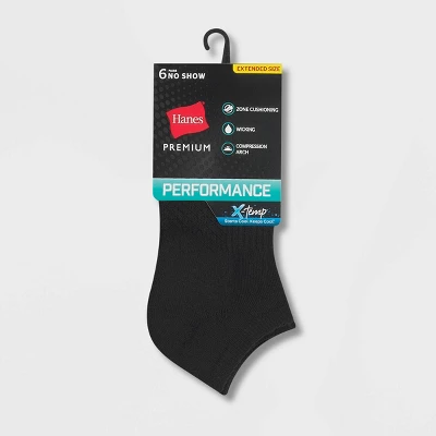Hanes Performance Women's Extended Size Cushioned 6pk No Show Athletic Socks 8-12 3 Hanes Performance Women's Extended Size Cushioned 6pk No Show Athletic Socks 8-12
