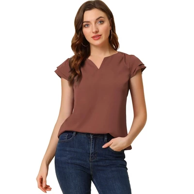 Allegra K Women's Work Business Casual Plain Cap Sleeve Blouse 19 Allegra K Women's Work Business Casual Plain Cap Sleeve Blouse - Image 17