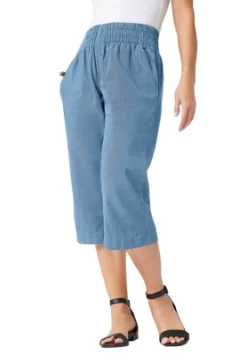 Jessica London Women’s Plus Size Wide-Leg Crop Chambray Pants 11 Jessica London Women’s Plus Size Wide-Leg Crop Chambray Pants -Style Haven Shop GUEST 733bbd16 a402 4750 801a bd59dc3469b1