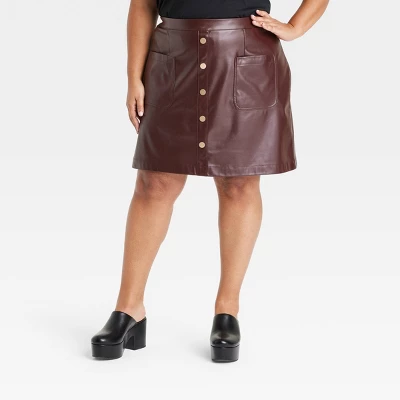 Women's Faux Leather Mini A-Line Skirt - Ava & Viv™ 6 Women's Faux Leather Mini A-Line Skirt - Ava & Viv™ - Image 4