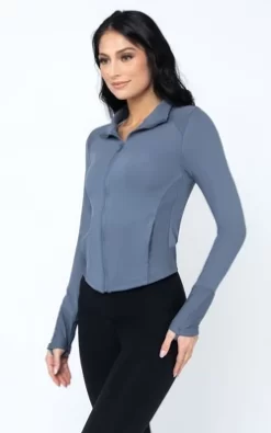 Yogalicious Womens Lux Streamline Interlink Ribbed Contour Insert Full Zip Performance Jacket With Pockets -Style Haven Shop GUEST 76a83b82 5328 49a7 88af 00b99114830b