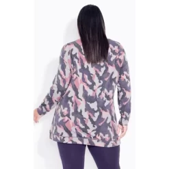 Women's Plus Size Curve Cross Hem Print Tunic - Abstract Camo | AVE LEISURE