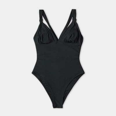 Women's Black V Neck One Piece Swimsuit Cutout Back Crisscross Bathing Suit -Cupshe -Black 10 Women's Black V Neck One Piece Swimsuit Cutout Back Crisscross Bathing Suit -Cupshe -Black - Image 8