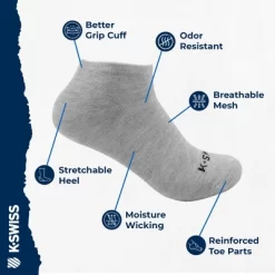 K-Swiss K-Swiss Ladies Ankle Low Cut Sports Running Cushioned Athletic Socks 10-20 Pack, Grey/Black/White, Size: 9-11 -Style Haven Shop GUEST 779ef533 590f 49f2 949b 1ac9ca163e13