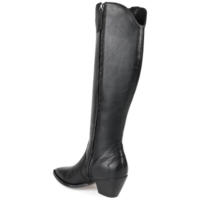 Journee Signature Womens Genuine Leather Pryse Wide Calf Almond Toe Pull On Knee High Boots 7 Journee Signature Womens Genuine Leather Pryse Wide Calf Almond Toe Pull On Knee High Boots - Image 6