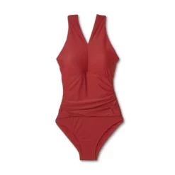 Women's Ring Crossover Ruched Full Coverage One Piece Swimsuit - Kona Sol™ Red -Style Haven Shop GUEST 7b58f3e6 f6bf 4a59 b4fc 46e865605c02
