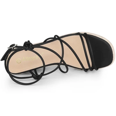 Allegra K Women's Platform Lace Up Wedges Heels Espadrille Wedge Sandals 5 Allegra K Women's Platform Lace Up Wedges Heels Espadrille Wedge Sandals - Image 3
