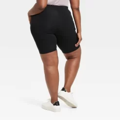 Women's High-Waisted Bike Shorts - Ava & Viv™ Black