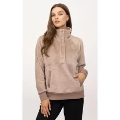 Yogalicious Womens Double Butter Santa Monica Snap Henley Pullover Sweatshirt -Style Haven Shop GUEST 7f876540 b6d1 46ec 9600 5782b65183eb