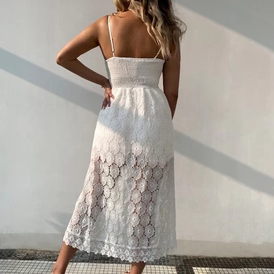 Women's Thin Straps Ruching Smocking Lace Jumpsuit - Cupshe 4 Women's Thin Straps Ruching Smocking Lace Jumpsuit - Cupshe - Image 2