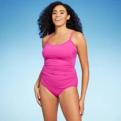 Women's Shirred Front Keyhole Back High Coverage One Piece Swimsuit With Tummy Control - Kona Sol™ -Style Haven Shop GUEST 80811002 e334 4298 b502 e13c35024702