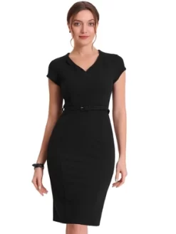 Allegra K Women's V Neck Cap Sleeve Work Business Pencil Dress 12 Allegra K Women's V Neck Cap Sleeve Work Business Pencil Dress -Style Haven Shop GUEST 81be7db9 72ff 4857 940a 37850574c9fe