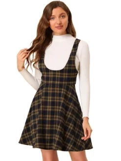 Allegra K Women's Pinafore Overall Tartan Checks Braces A-line Suspender Skirt -Style Haven Shop GUEST 8486b5ce 315a 4461 ade0 9f08f6b0d928