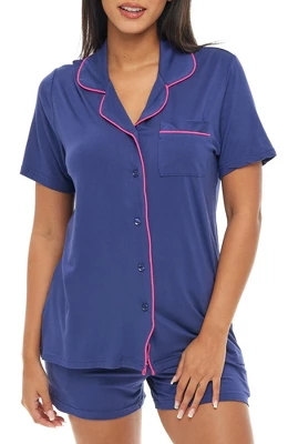 Womens Soft Knit Jersey Pajamas Lounge Set, Short Sleeve Top And Shorts With Pockets 11 Womens Soft Knit Jersey Pajamas Lounge Set, Short Sleeve Top And Shorts With Pockets - Image 9