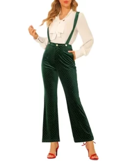 Allegra K Women's Velvet Wide Leg Retro Shiny Glitter Overalls Jumpsuits Pants -Style Haven Shop GUEST 8763f213 29ae 4529 ac53 7e70a32f6179