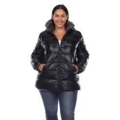 Plus Size Metallic Puffer Coat With Hoodie - White Mark -Style Haven Shop GUEST 884ac49c 525e 4d6e b4f2 cf64bbc773c1