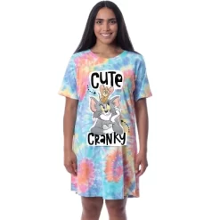 Tom And Jerry Womens' Cute Cranky Tie-Dye Nightgown Sleep Pajama Shirt Multicolored -Style Haven Shop GUEST 89f40d2c 04de 419c 9557 bc73f5d9e812
