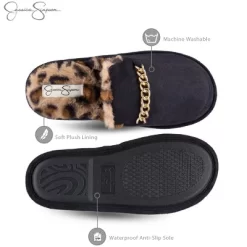 Jessica Simpson Women's Plush Microsuede Scuff Slipper With Chain Embellishment