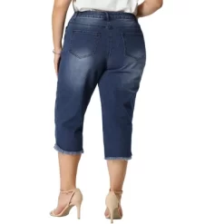 Agnes Orinda Women's Plus Size Casual Capri Frayed Hem Washed Chambray Denim Jean 12 Agnes Orinda Women's Plus Size Casual Capri Frayed Hem Washed Chambray Denim Jean -Style Haven Shop GUEST 8a873add bd3d 4b09 8988 a5e0ae3641c8