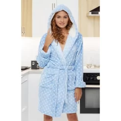 Women's Classic Plush Hooded Robe, Short Fleece Plaid Bathrobe With Hood -Style Haven Shop GUEST 8b1caaa8 087a 47f1 8c9d 2c6784e7cc19