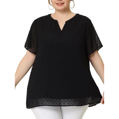 Agnes Orinda Women's Plus Size Pin Dots V-Neck Dressy Trendy Fashion Summer Blouses 15 Agnes Orinda Women's Plus Size Pin Dots V-Neck Dressy Trendy Fashion Summer Blouses - Image 13