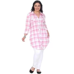 Women's Plus Size Piper Stretchy Plaid Tunic With Pockets - White Mark -Style Haven Shop GUEST 8c8c4162 7342 4a05 9392 65a15b761def