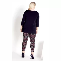 Women's Plus Size Jemma Check Pant - Red | AVENUE