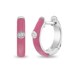 Girls' Bold Enamel Bezel Set Hoop Sterling Silver Earrings - In Season Jewelry