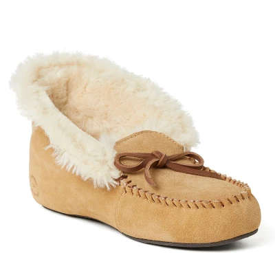 Dearfoams Women's Genuine Suede Foldover Moccasins 6 Dearfoams Women's Genuine Suede Foldover Moccasins - Image 4