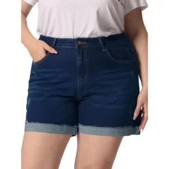 Agnes Orinda Women's Plus Size Denim Roll Hem High-Rise Stretch Trendy Jean Shorts -Style Haven Shop GUEST 941ca947 8fd8 4b3d 9094 482eba770bbe