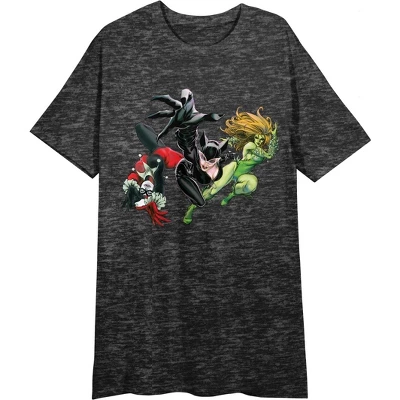 DC COMICS Catwoman Poison Ivy Harley Quinn Women's Heather Charcoal Night Shirt 6 DC COMICS Catwoman Poison Ivy Harley Quinn Women's Heather Charcoal Night Shirt - Image 4