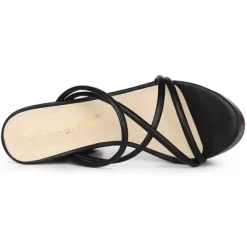 Allegra K Women's Platform Crisscross Strap Chunky Heel Slide Sandals -Style Haven Shop GUEST 965ffb00 94c6 4ba1 9f42 a2d4ce3ca9f6