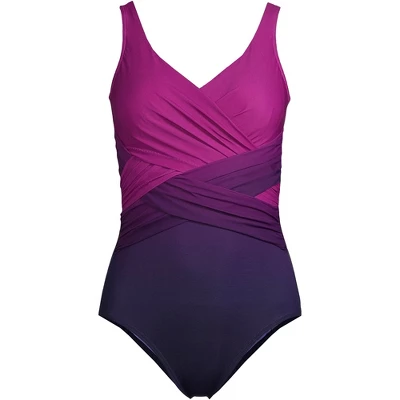 Lands' End Women's Plus Size DD-Cup Slender Tummy Control Chlorine Resistant Wrap One Piece Swimsuit 7 Lands' End Women's Plus Size DD-Cup Slender Tummy Control Chlorine Resistant Wrap One Piece Swimsuit - Image 5