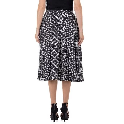 24seven Comfort Apparel Womens Black Diamond Print A Line Midi Skirt With Pockets 4 24seven Comfort Apparel Womens Black Diamond Print A Line Midi Skirt With Pockets - Image 2