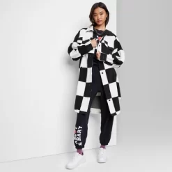 Women's Ascot + Hart Checkered Fleece Graphic Shacket -Style Haven Shop GUEST 970268eb ae05 4d2f a288 c4bbba30b1e9