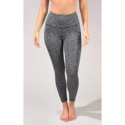 90 Degree By Reflex - Women's High Waist Space Dye 7/8 Ankle Leggings With Side Pockets And Curved Back Yoke